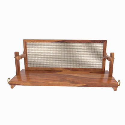 Reversible cane back handmade wooden swing for home