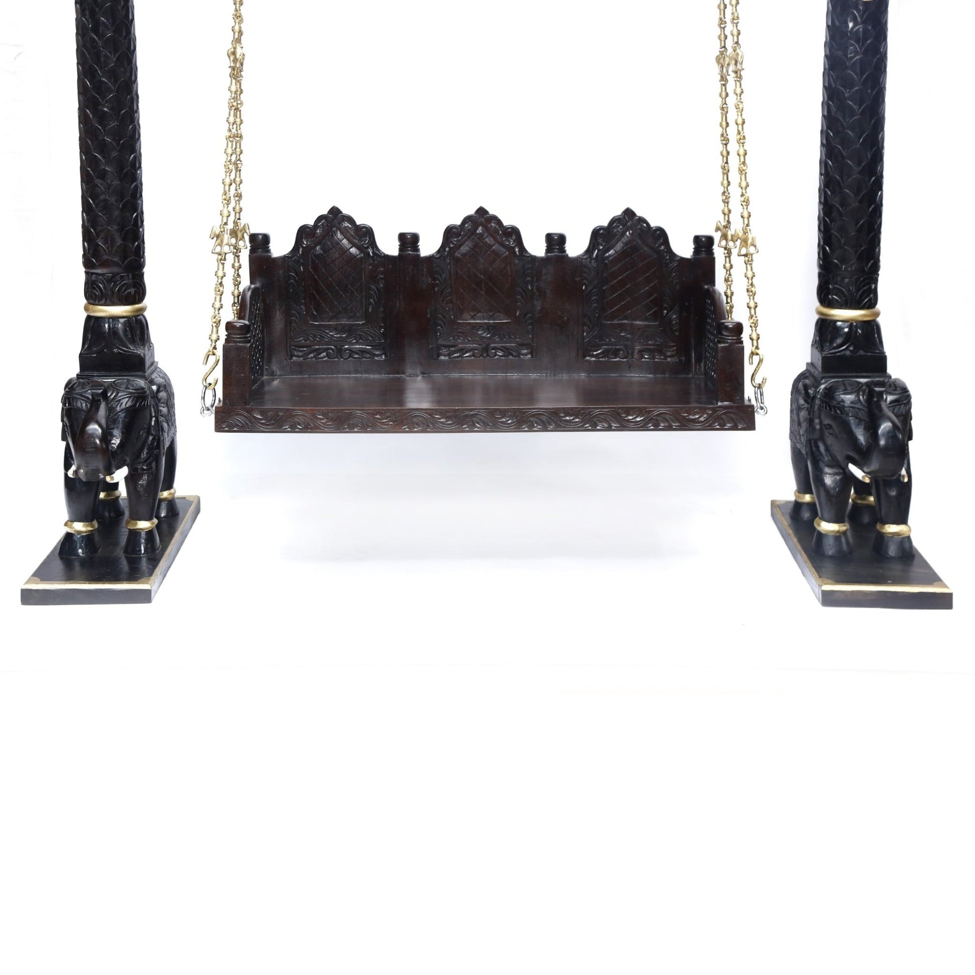 Hand carved elephant pillar wooden jhula with royal design