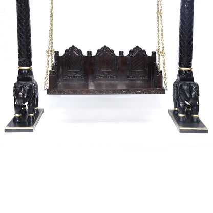 Hand carved elephant pillar wooden jhula with royal design