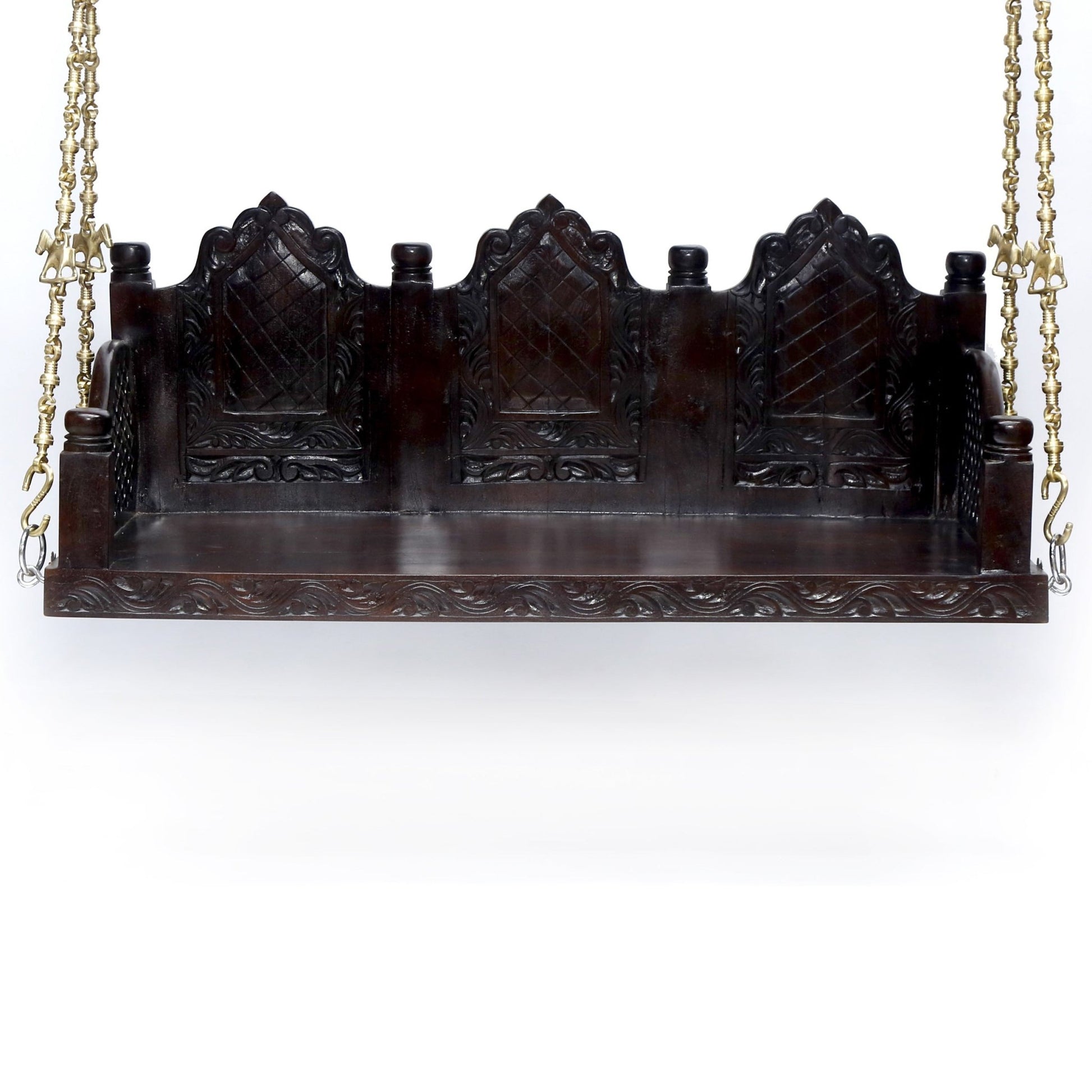 Royal elephant carved swing available in Teak or Acacia wood