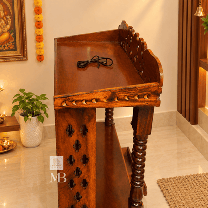 Traditional Hindu Temple with Elephant Carving & Bells
