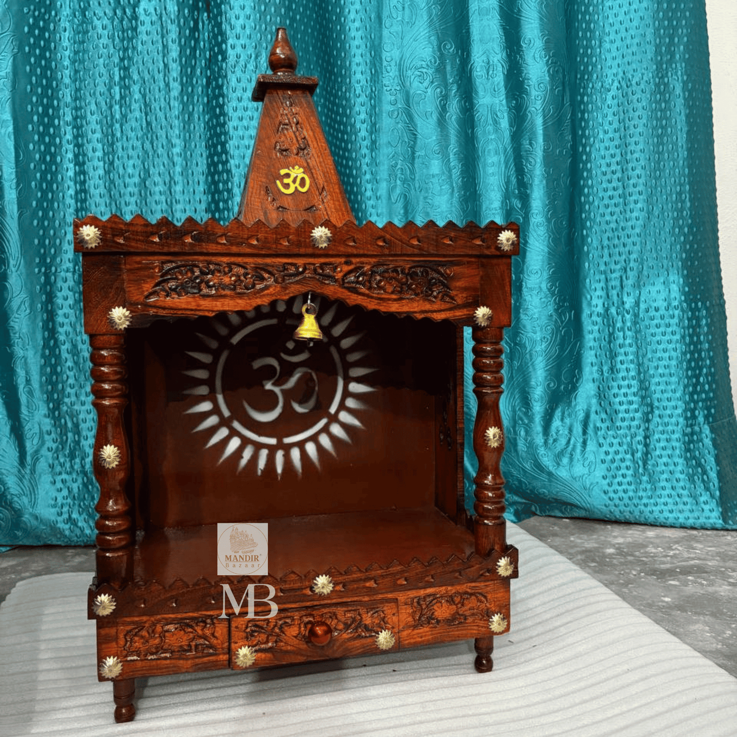 Small Pooja Mandir for Home – Handcrafted Hindu Temple | Compact Home Prayer Temple