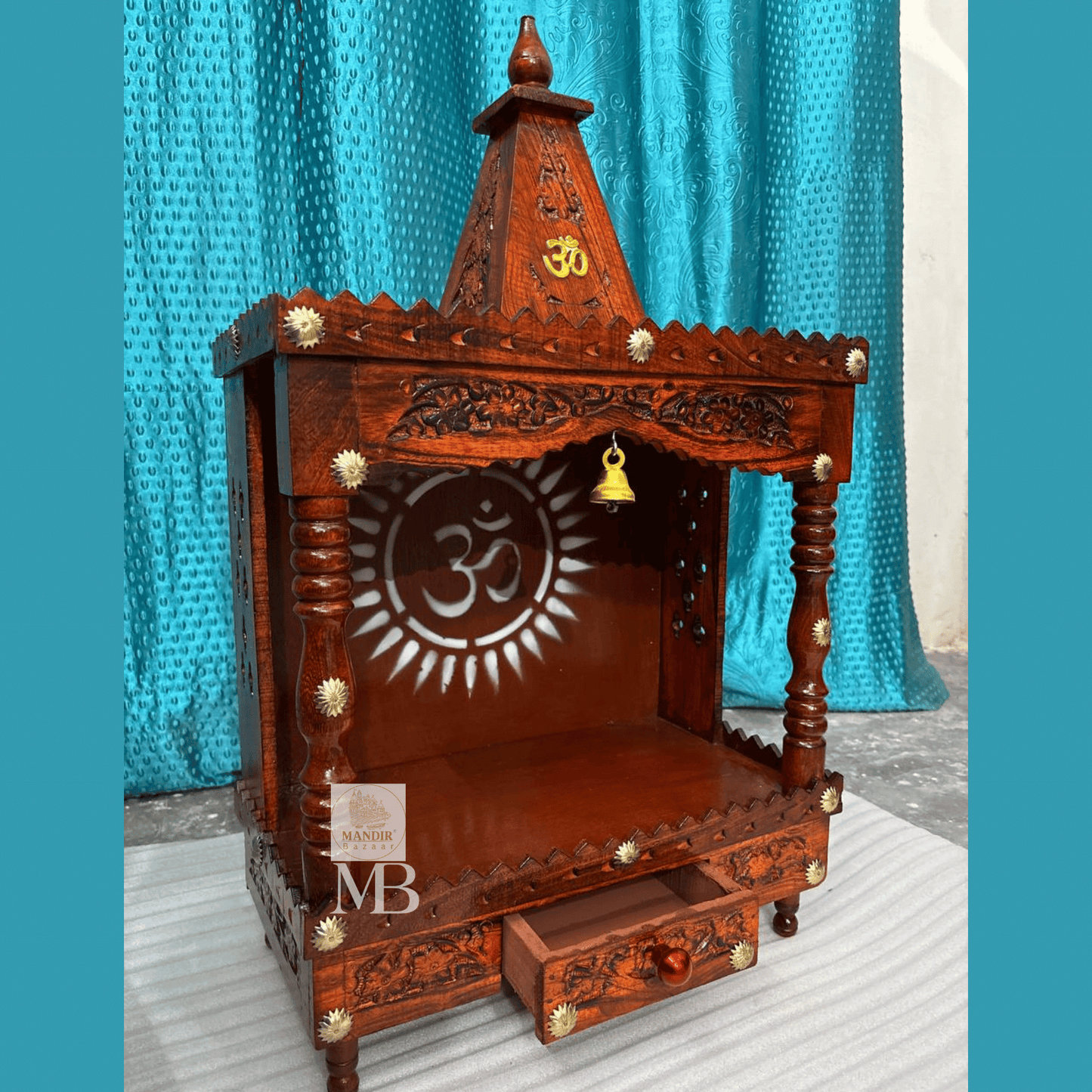 Small Pooja Mandir for Home – Handcrafted Hindu Temple | Compact Home Prayer Temple