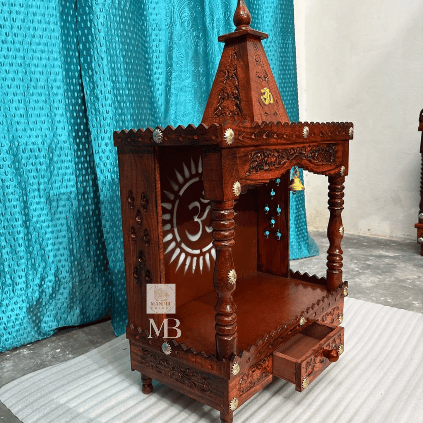 Small Pooja Mandir for Home – Handcrafted Hindu Temple | Compact Home Prayer Temple