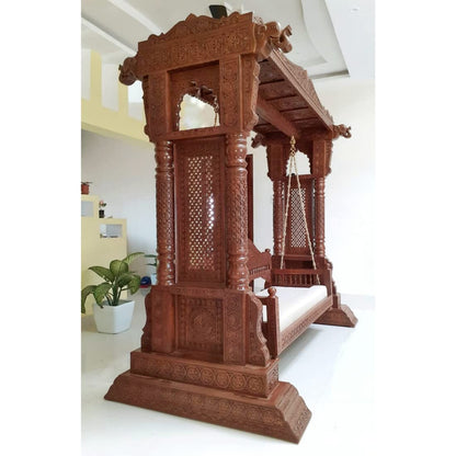 Handcrafted teak wood Jhula with sturdy wooden stand