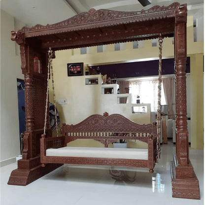 Walnut and honey finish teak wood swing for home