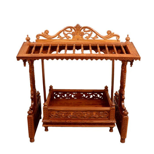 Spacious handmade wooden baby cradle for nursery
