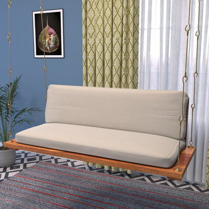 Sweden style wooden swing with soft velvet cushion for home