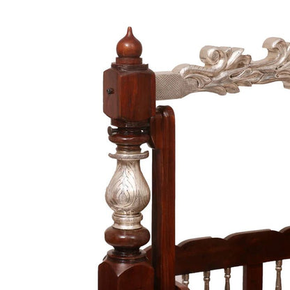 Spacious wooden baby cradle with 36 by 27 inch cradle area