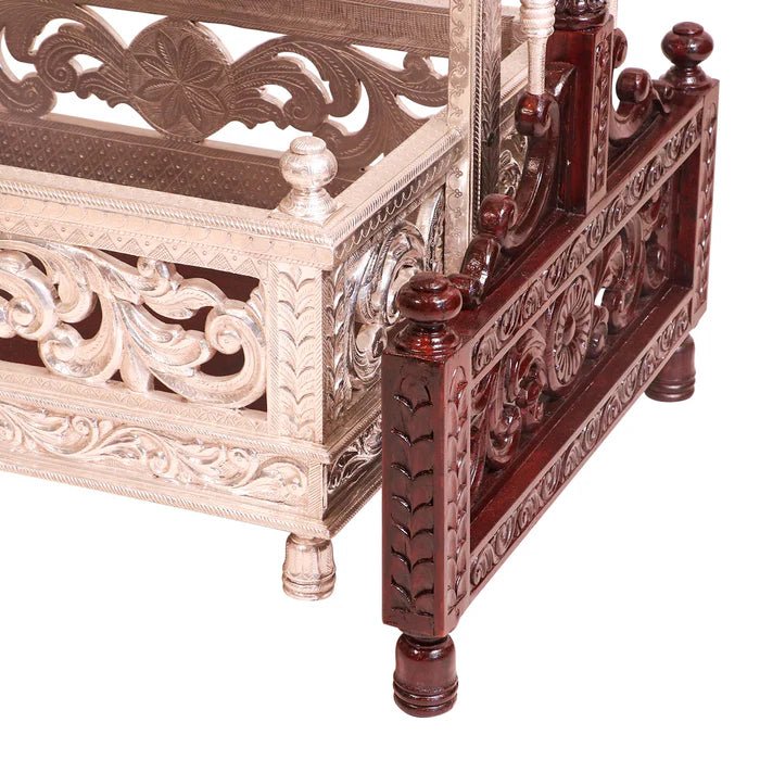 Premium teak wood baby cradle with sturdy wooden construction