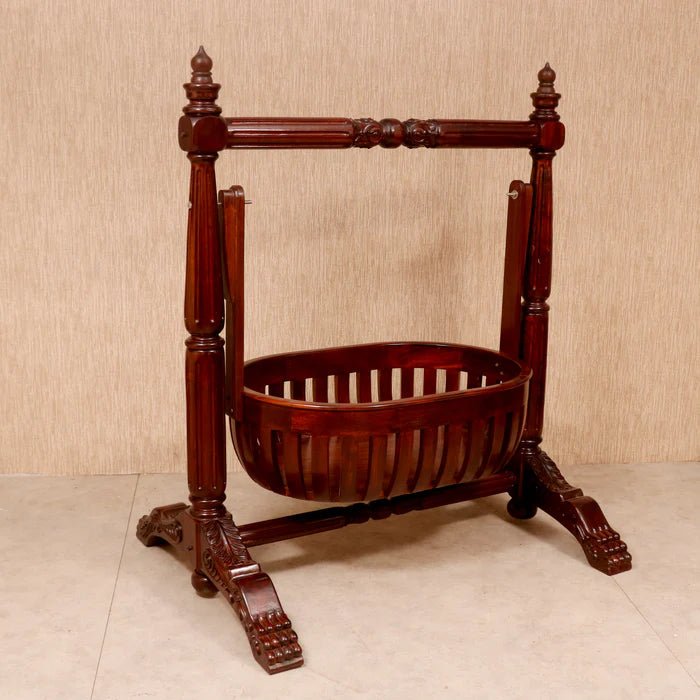 Premium wooden baby cradle with sturdy teak wood construction