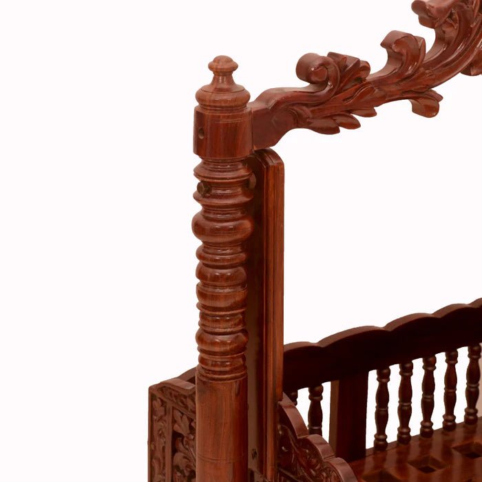 Handmade teak wood baby cradle with sturdy wooden construction