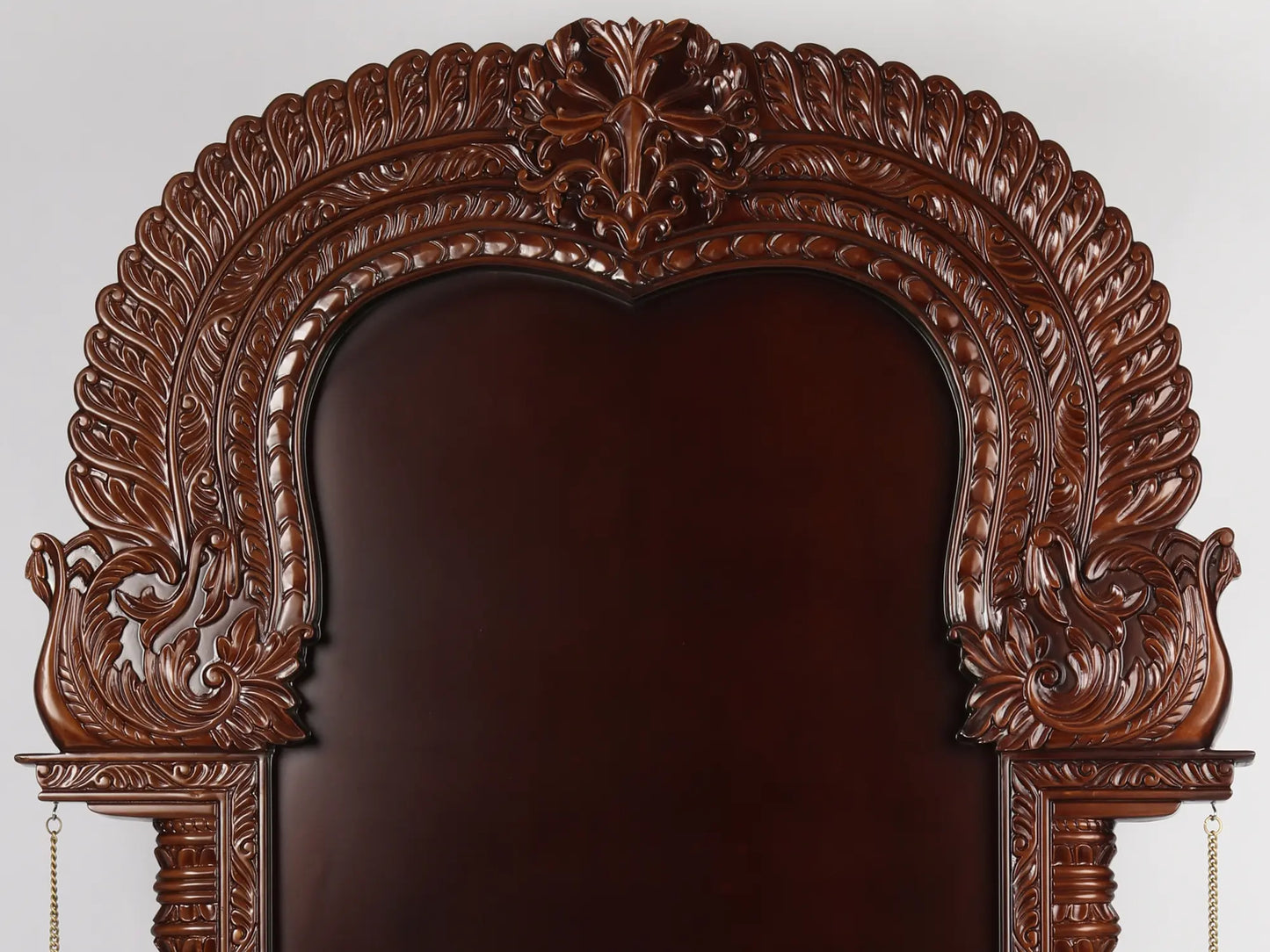 Handcrafted teakwood Thiruvachi pooja temple with marble base