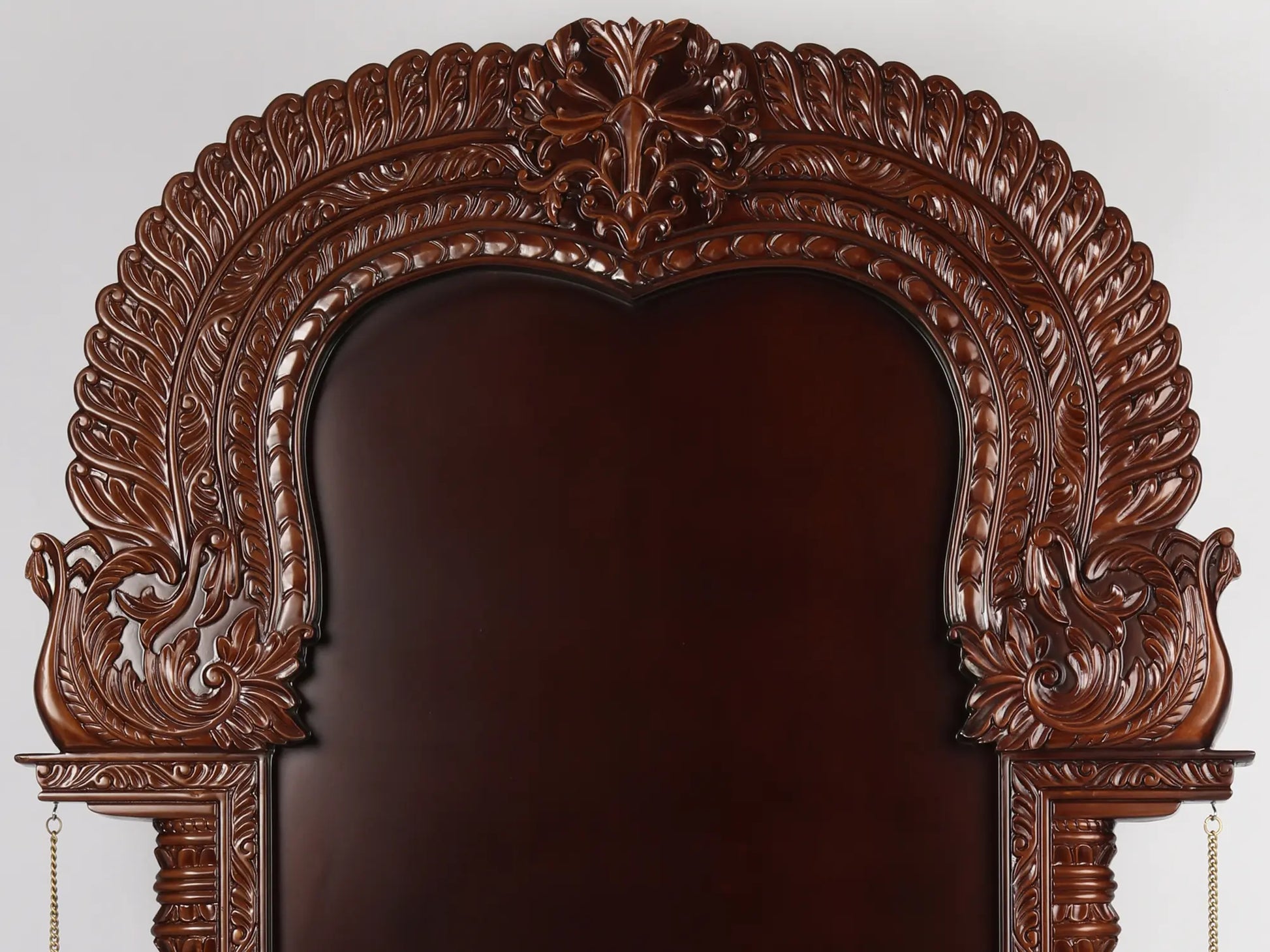 Handcrafted teakwood Thiruvachi pooja temple with marble base