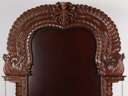 Handcrafted teakwood Thiruvachi pooja temple with marble base