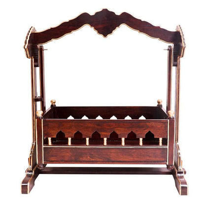Traditional acacia wooden baby cradle for nursery furniture