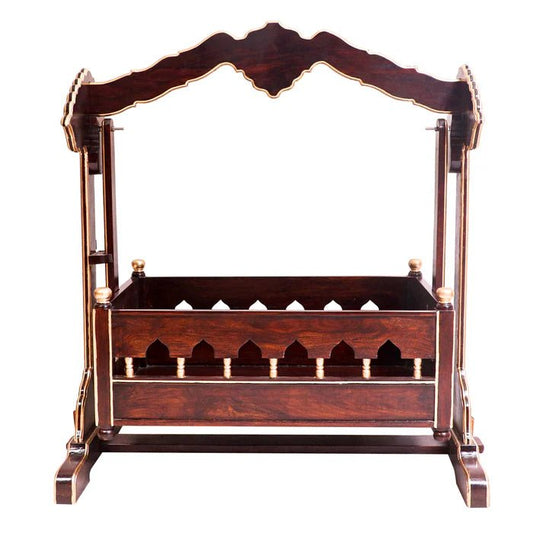Traditional acacia wooden baby cradle for nursery furniture
