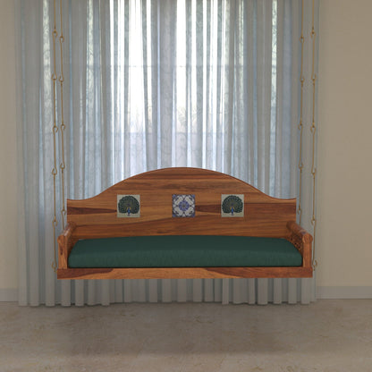 Traditional antique tiled handmade wooden swing