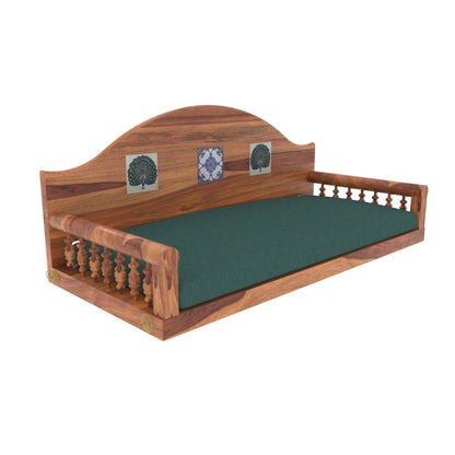 Handmade wooden swing with traditional tile detailing