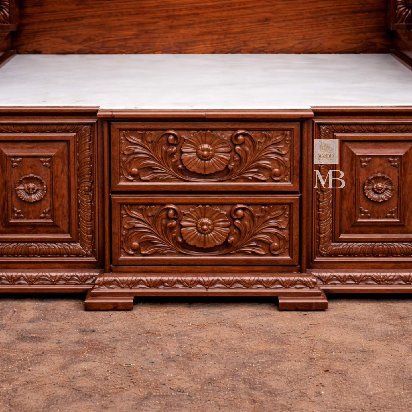 Hand carved wooden Hindu temple for home prayer room