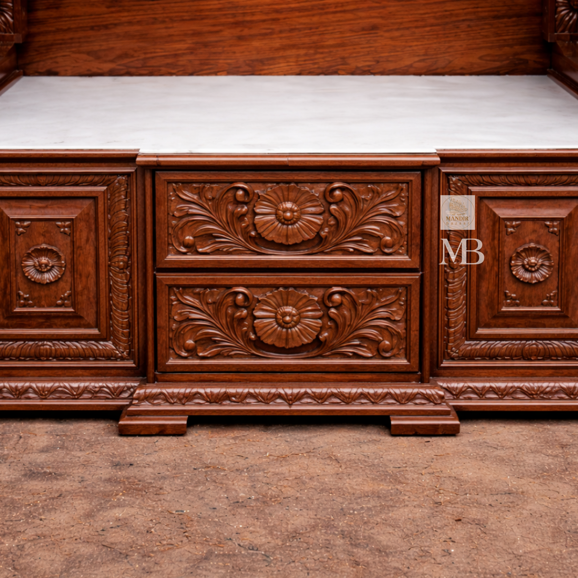 Hand carved wooden Hindu temple for home prayer room