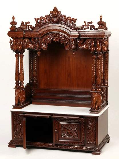 Handcrafted wood and marble pooja mandir for home