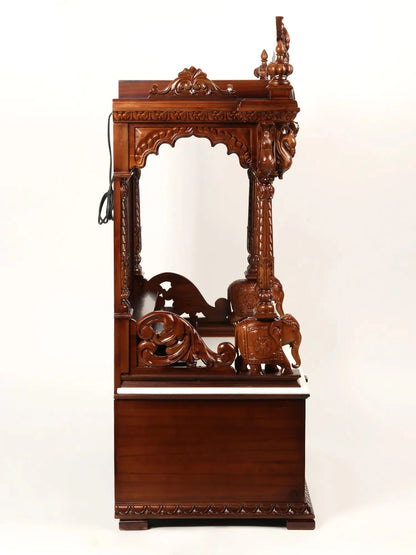 Handcrafted wood and marble pooja mandir for home