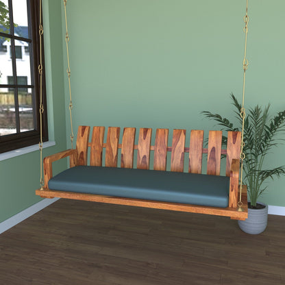 Simple striped wooden jhula for home relaxation