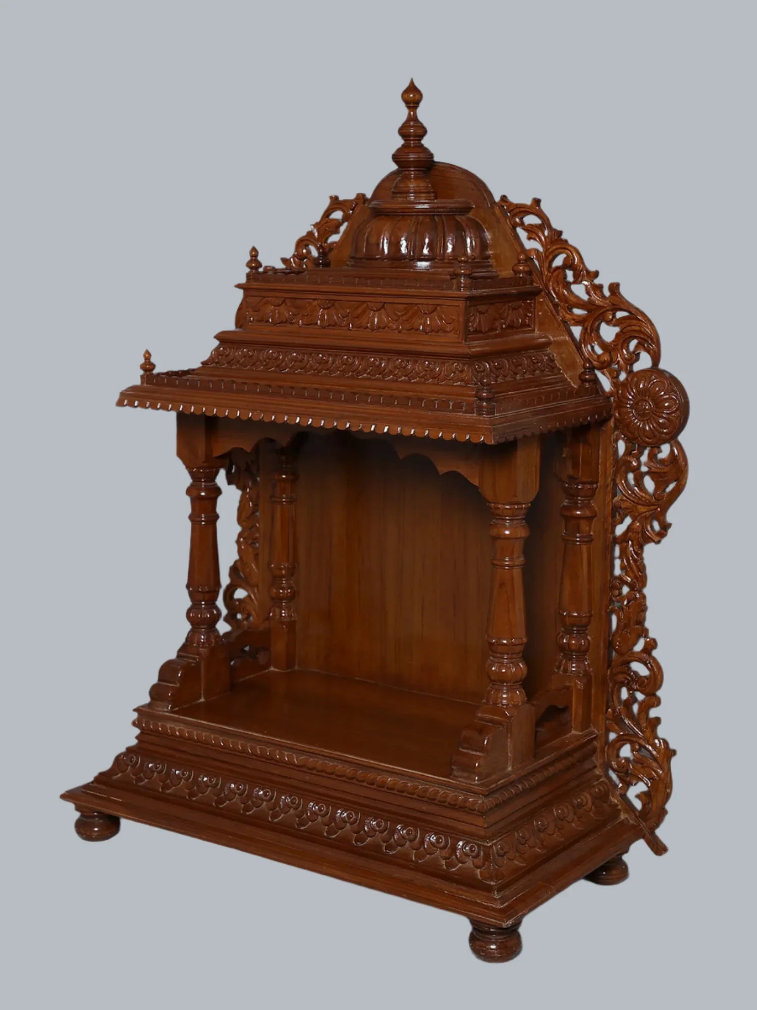 Handmade wooden pooja mandir with traditional design