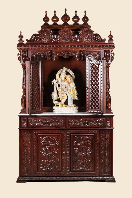 Large handcrafted wooden pooja mandir for home