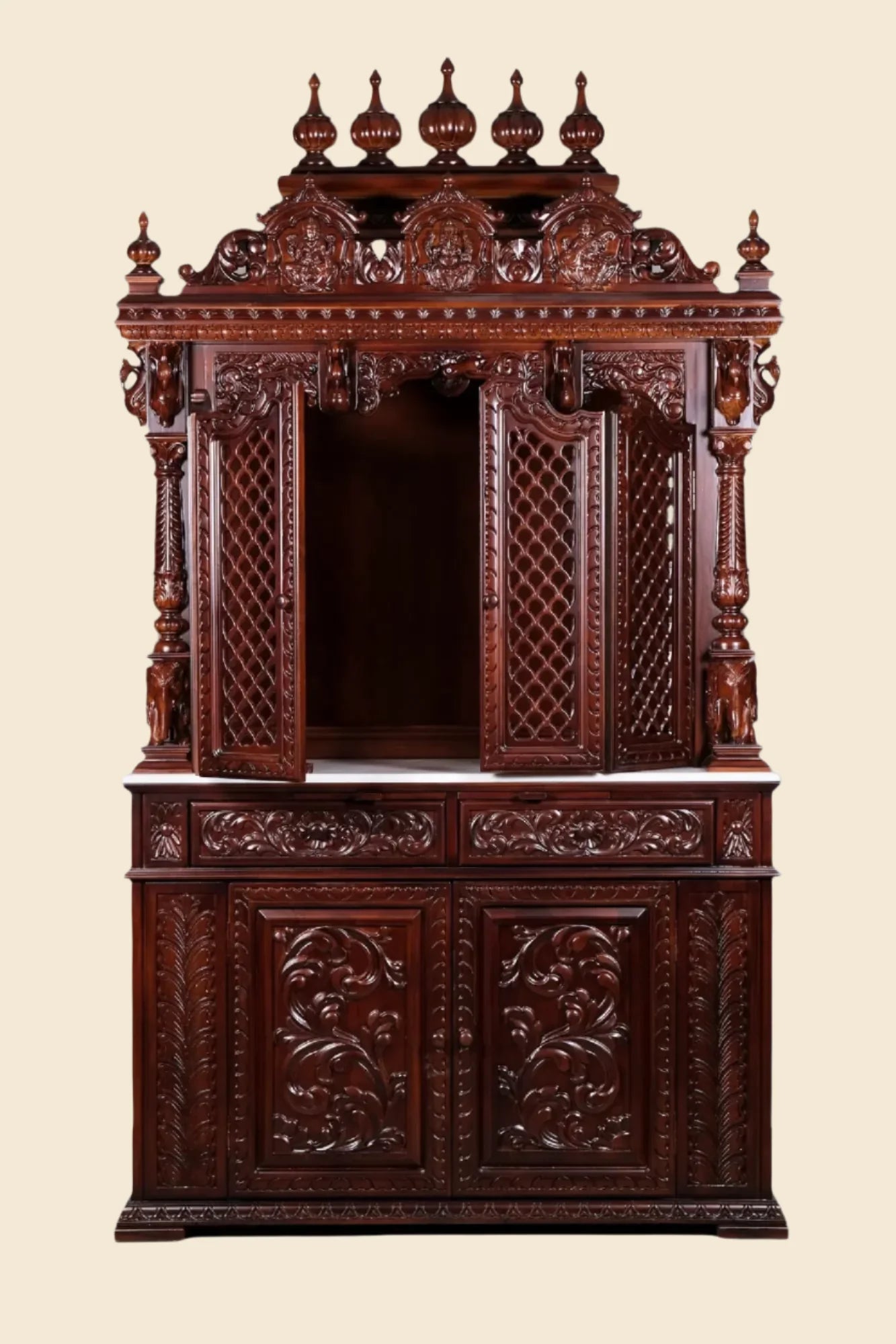 Handcrafted traditional Indian wooden mandir