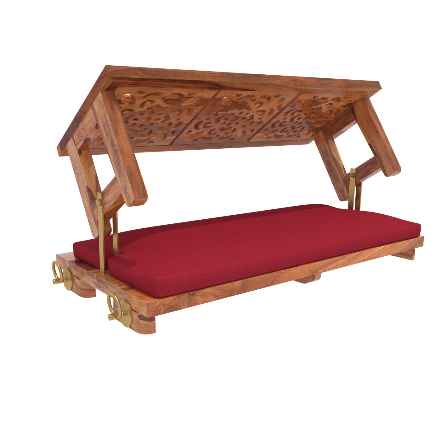 Traditional vintage carved handmade wooden swing from India
