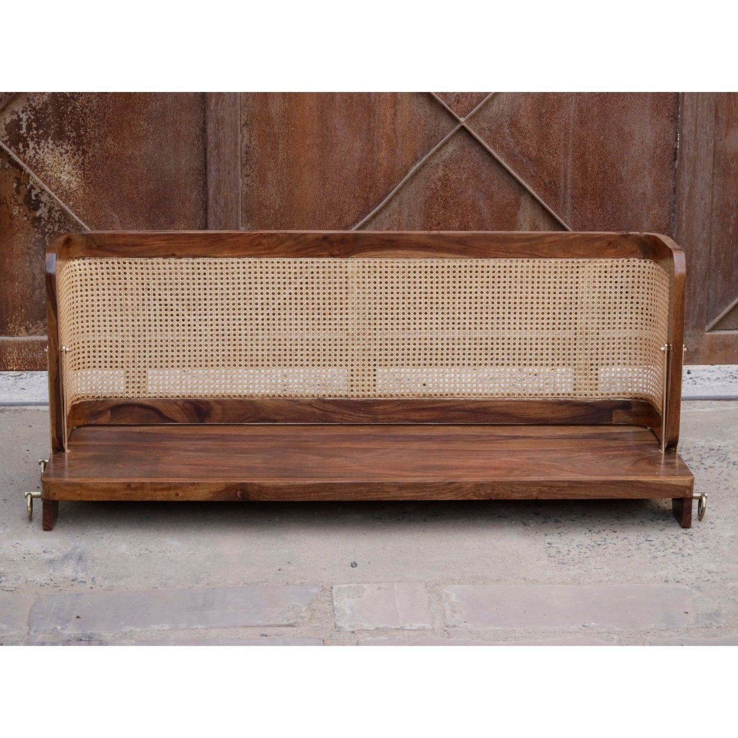 Handmade farmhouse wooden swing with vintage finish