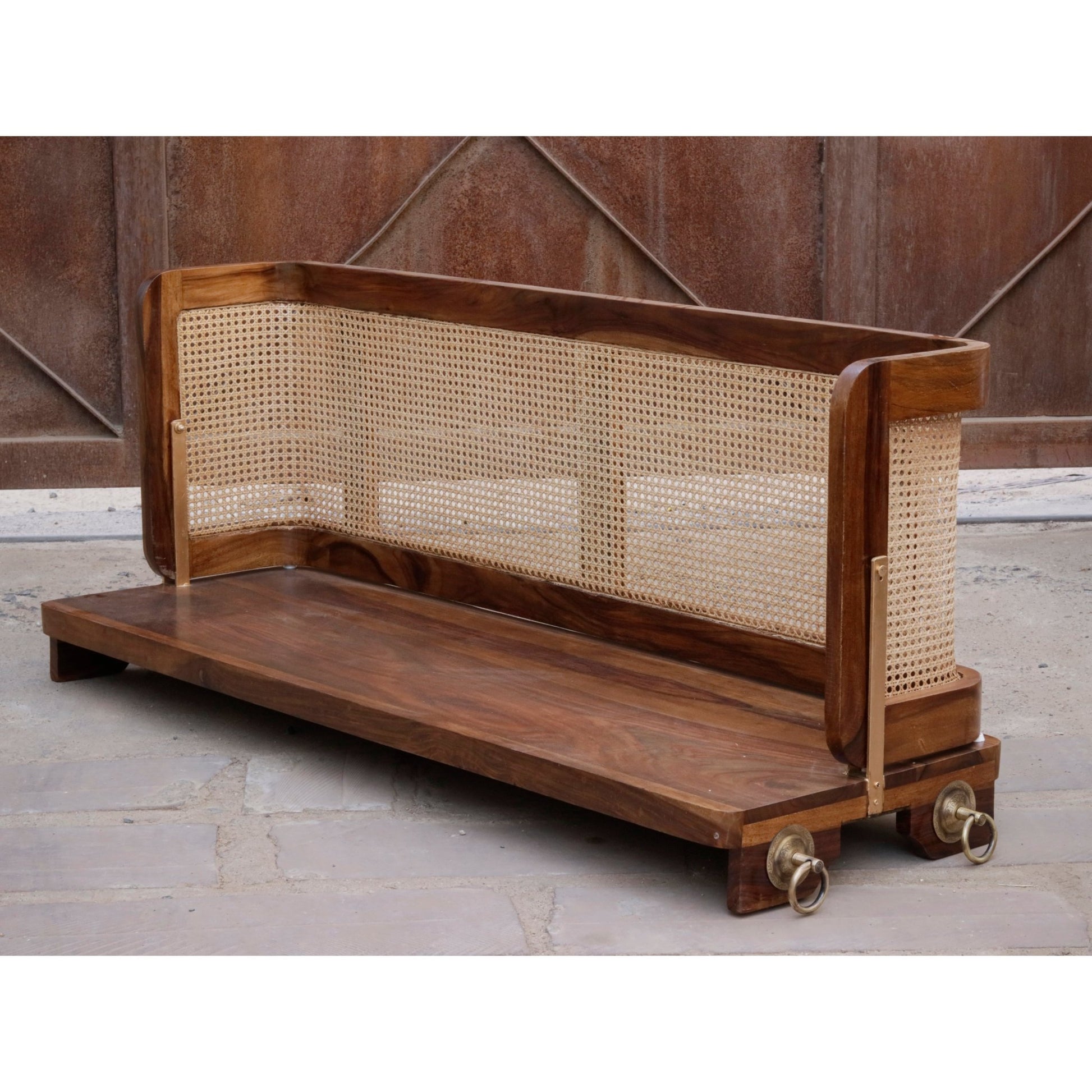 Handmade farmhouse wooden swing with vintage finish