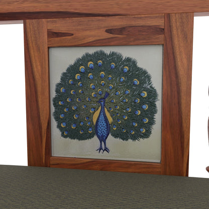 Handmade wooden jhula with decorative peacock design
