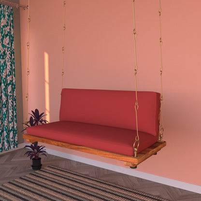 Wooden swing with soft velvet cushion and comfortable seat