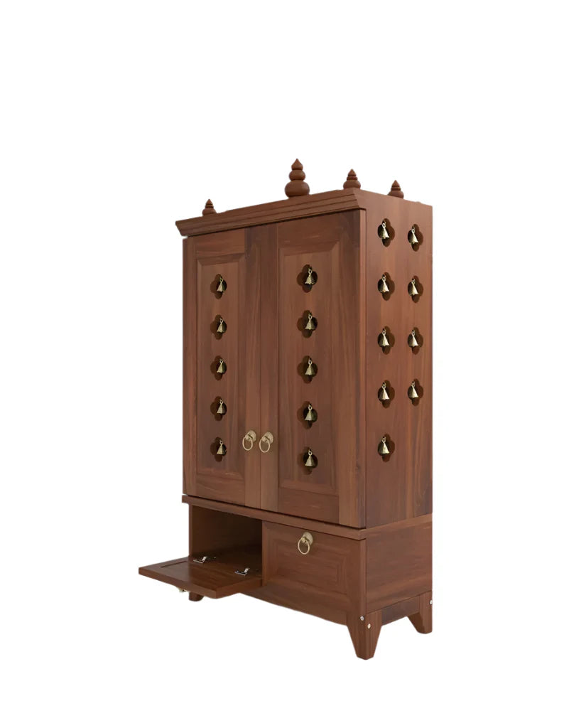 Cherry brown solid wood pooja temple