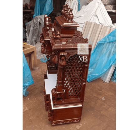 Wooden pooja mandir dimensions showing 48 inch height and 30 inch length