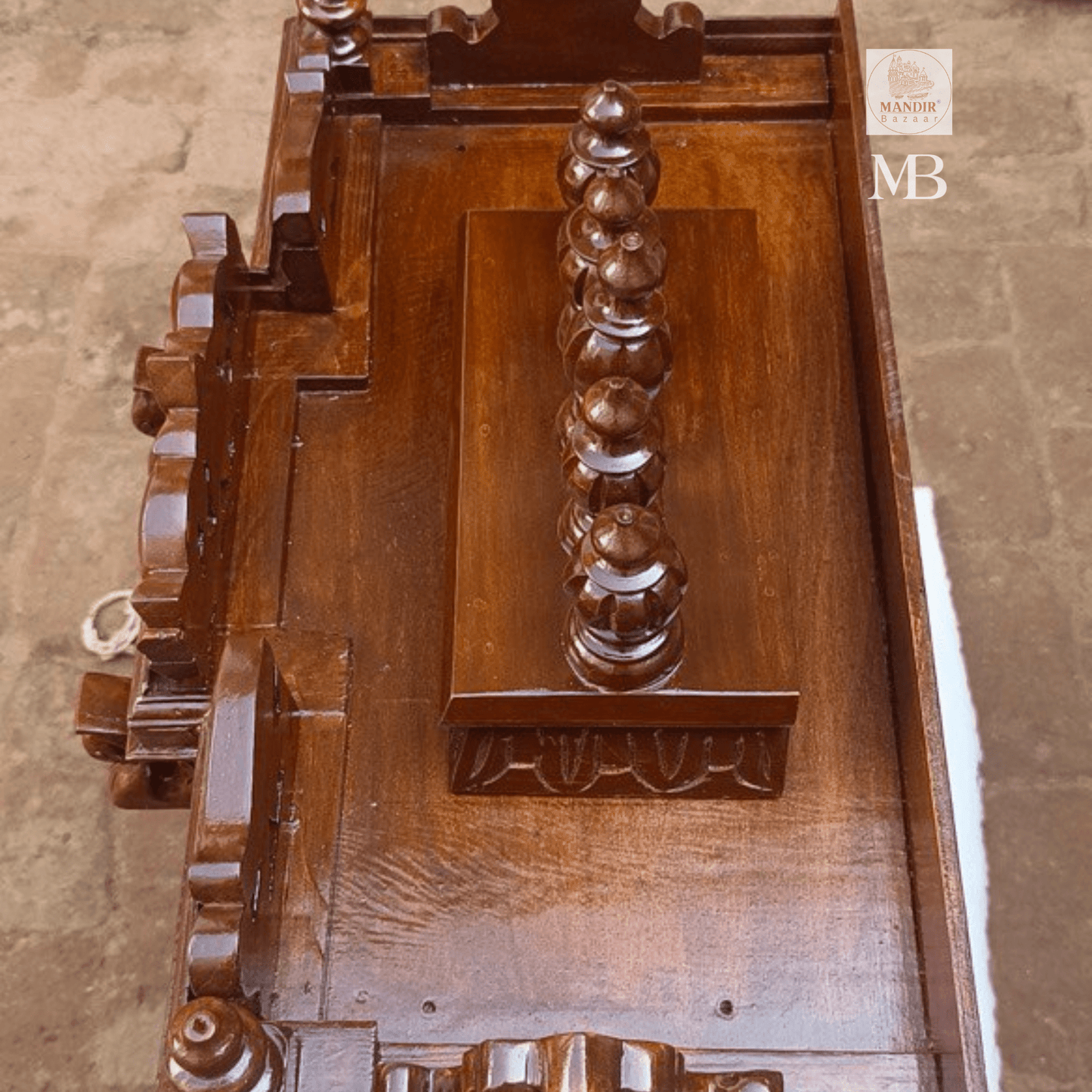 Wooden pooja mandir dimensions showing 48 inch height and 30 inch length