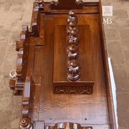 Wooden pooja mandir dimensions showing 48 inch height and 30 inch length