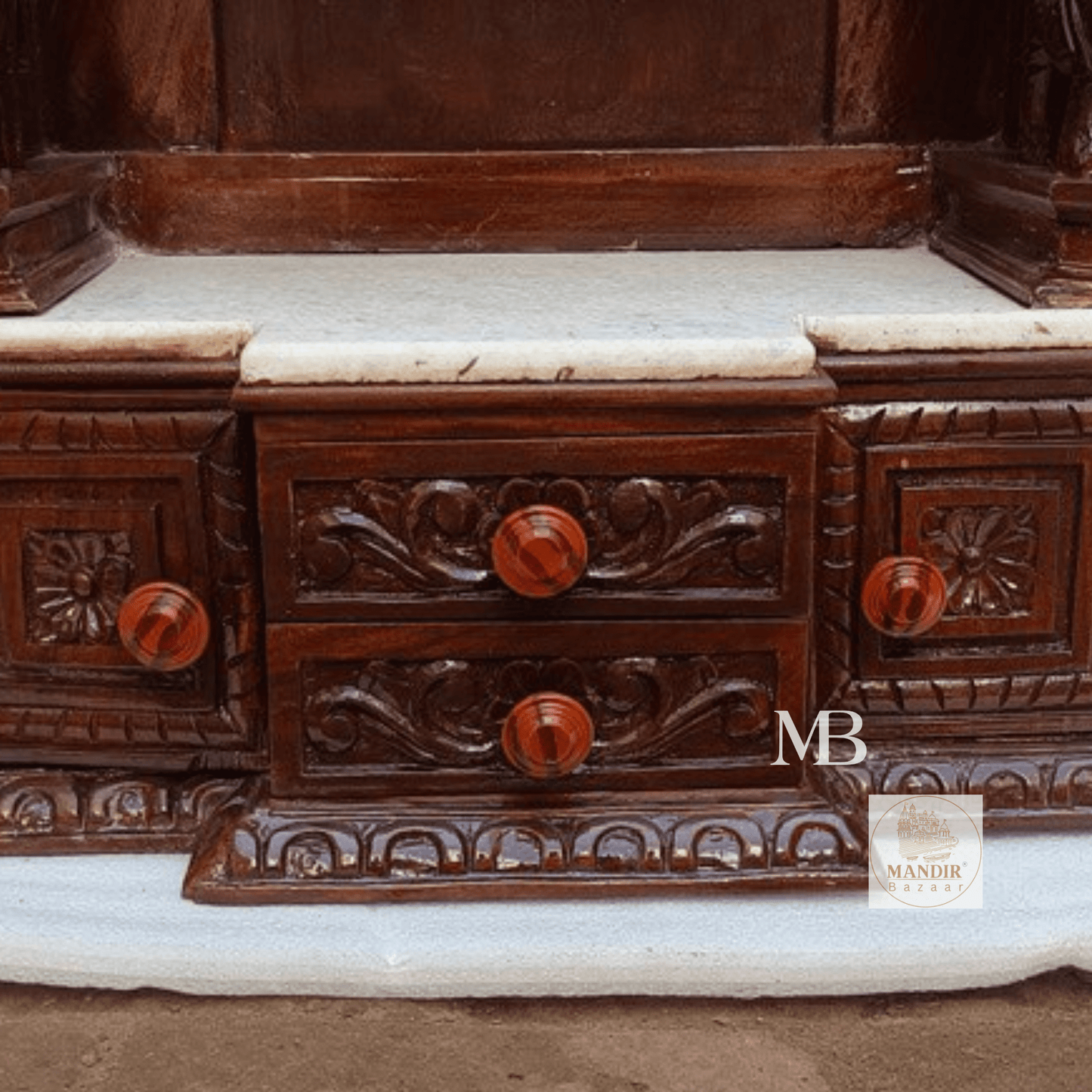 Wooden pooja mandir dimensions showing 48 inch height and 30 inch length