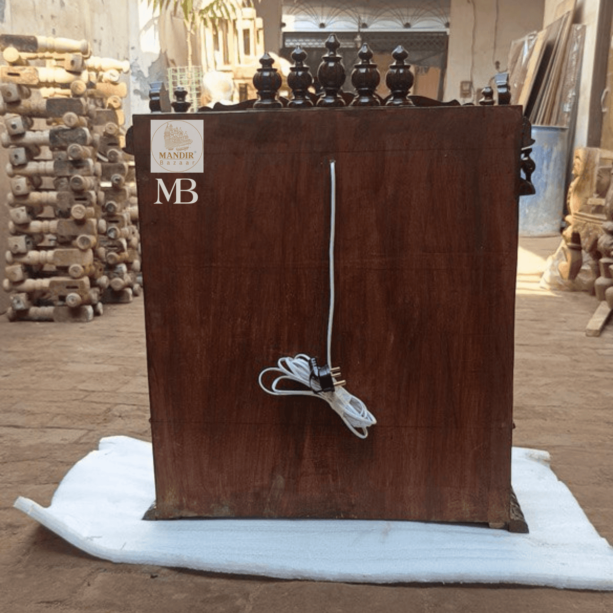 Wooden pooja mandir dimensions showing 48 inch height and 30 inch length