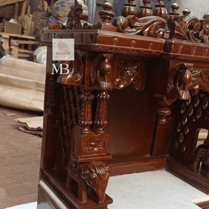 Wooden pooja mandir dimensions showing 48 inch height and 30 inch length