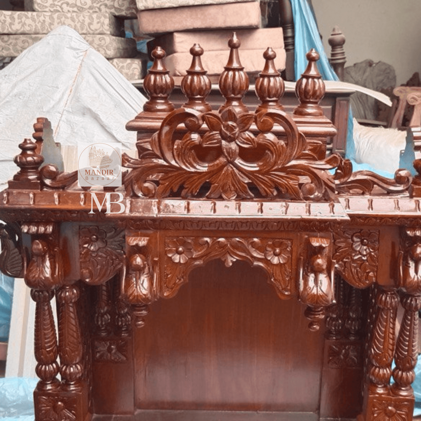 Wooden pooja mandir dimensions showing 48 inch height and 30 inch length