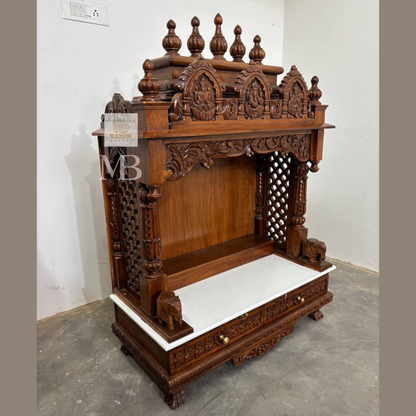 Wooden pooja mandir 50 inch height 36 inch width and 18 inch depth dimensions