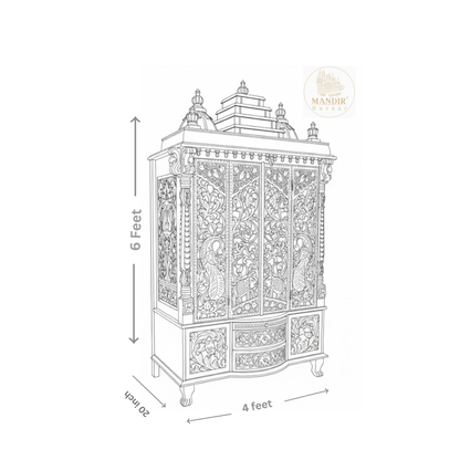 Traditional Indian wooden temple for dedicated pooja room