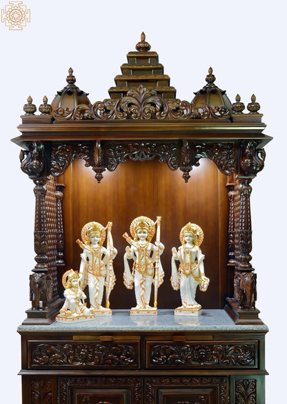 Large Designer Wooden Temple | Wooden Pooja Mandir | Temple With Doors & Drawers | Handmade | Made In India